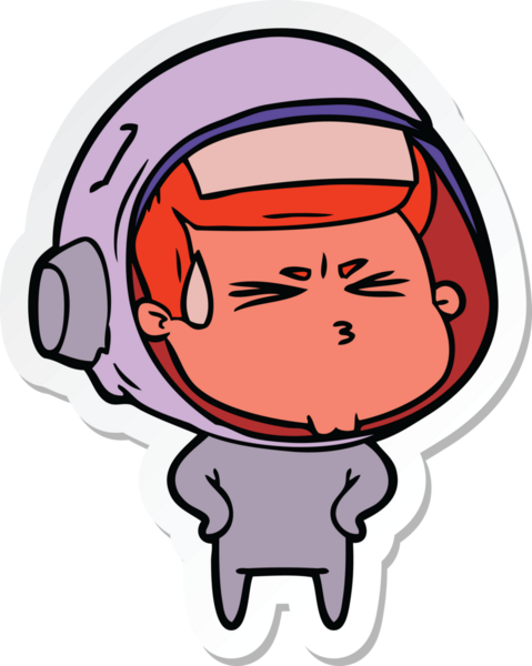 Bir insan tarafından çizilmiş astronotun çizdiği bir çizgi film çıkartması.