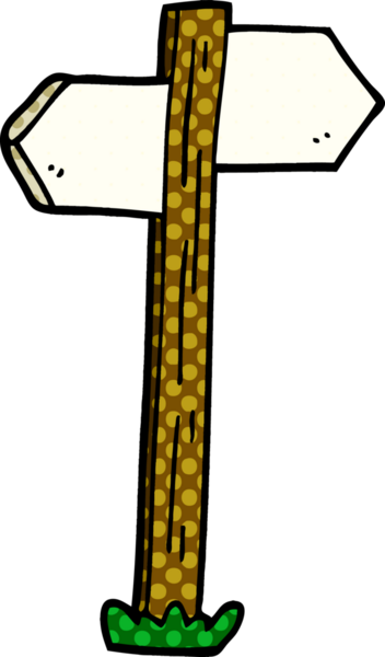 Bir insan tarafından çizilmiş karikatür yön işaretleri.