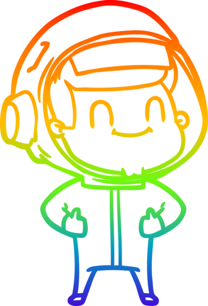 gökkuşağı gradyan çizimi mutlu bir çizgi astronot çizimi bir insan tarafından çizildi