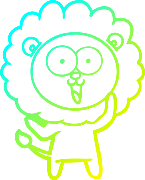 Bir insan tarafından çizilmiş mutlu çizgi film aslanı çizimi.