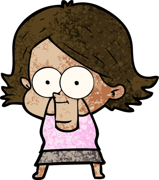 Bir insan tarafından çizilmiş mutlu çizgi film kızı.