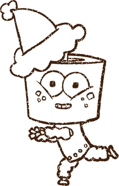 Bir insan tarafından çizilmiş Noel Robotu Kömür Çizimi