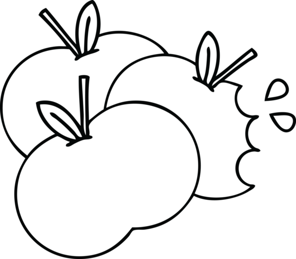 Bir insan tarafından çizilmiş sulu bir elmanın çizgi çizimi