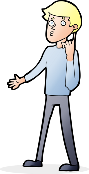 Çizgi filmci bir insan tarafından çizilmiş sorular soruyor.