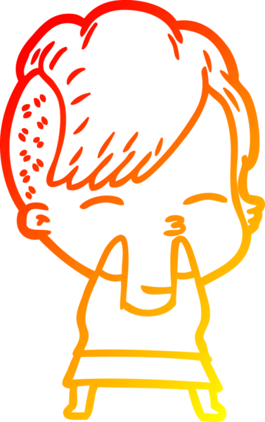 Bir insan tarafından çizilmiş çizgi film karakteri şaşı bir kızın sıcak çizgi çizimi