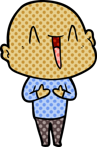 Bir insan tarafından çizilmiş mutlu, kel adam.