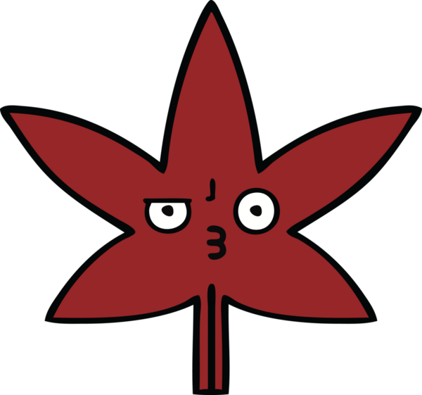 Bir insan tarafından çizilmiş bir sonbahar yaprağının sevimli karikatürü.