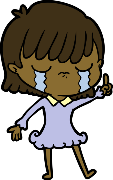 Bir insan tarafından çizilmiş ağlayan çizgi film kadını.