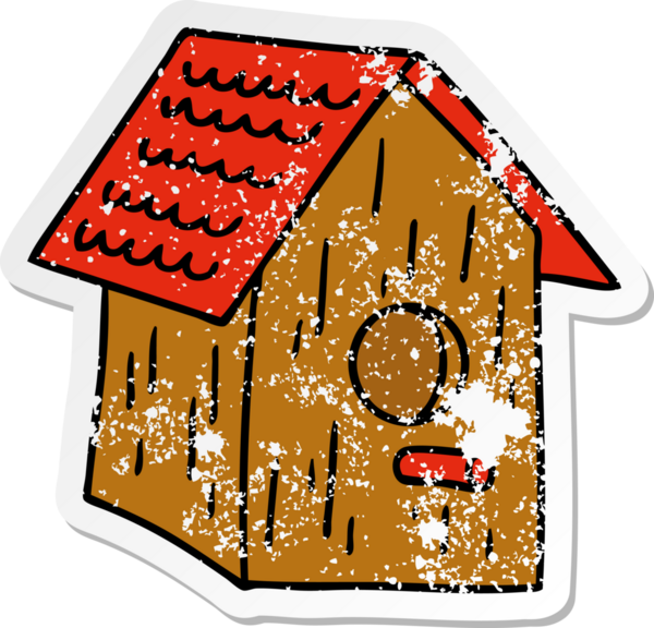 Bir insan tarafından çizilmiş ahşap bir kuş kafesinin çizilmiş karikatürü.