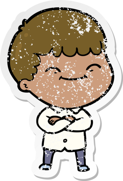 Bir insan tarafından çizilmiş mutlu bir çocuğun sıkıntılı çıkartması.