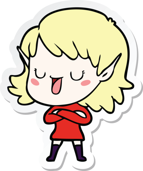 Bir insan tarafından çizilmiş bir elf kızının çıkartması.