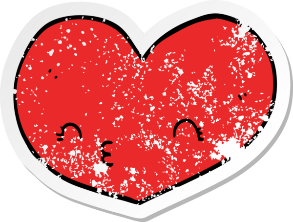 Bir insan tarafından çizilmiş karikatür bir aşk kalbinin hüzünlü çıkartması.