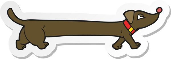 Bir insan tarafından çizilmiş bir dachshund karikatürü.