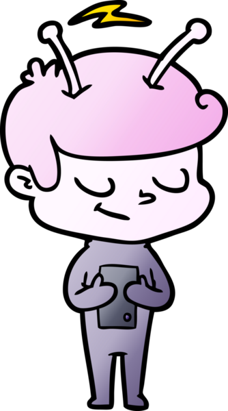 Bir insan tarafından çizilmiş dost canlısı çizgi film uzay adamı.