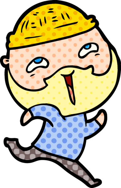 Bir insan tarafından çizilmiş mutlu sakallı bir adam.