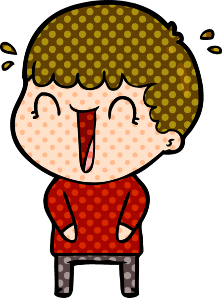 Bir insan tarafından çizilmiş gülen karikatür adam.