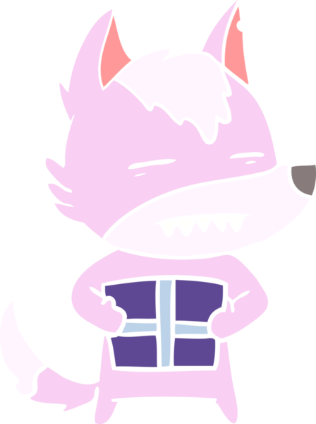 Bir insan tarafından çizilmiş düz renkli bir karikatür kurdu.