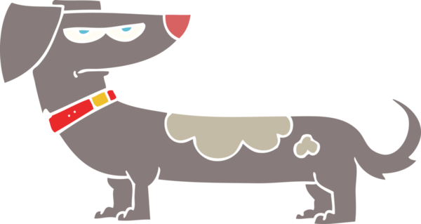 Bir insan tarafından çizilmiş rahatsız köpeğin düz renk çizimi