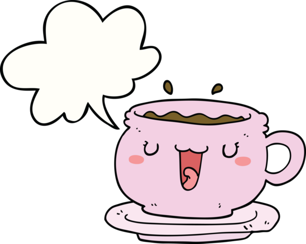 Bir insan tarafından çizilmiş tatlı bir çizgi film fincanı ve uçan daire.