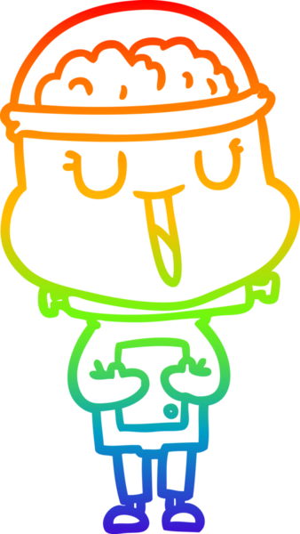 gökkuşağı gradyanı çizimi bir insan tarafından çizilmiş mutlu bir robot çizgi filmi.