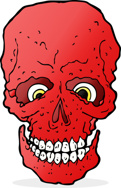 Bir insan tarafından çizilmiş ürkütücü bir kafatası.