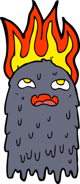 Bir insan tarafından çizilmiş yanan çizgi film hayaleti.