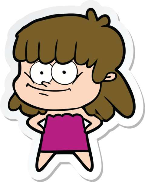 Bir insan tarafından çizilmiş gülümseyen bir karikatür çıkartması.