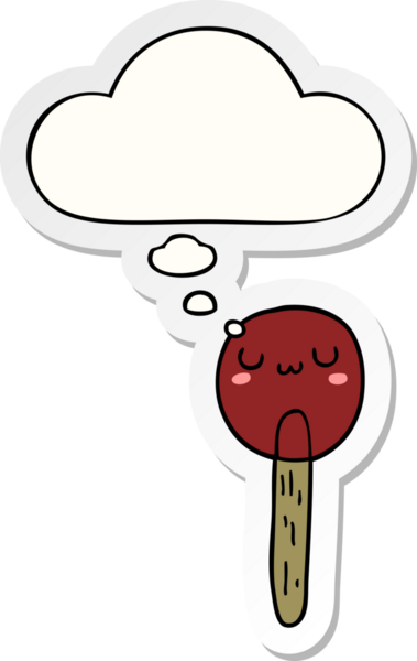 Düşünce baloncuklu çizgi film lolipopu bir insan tarafından çizilmiş bir çıkartma.