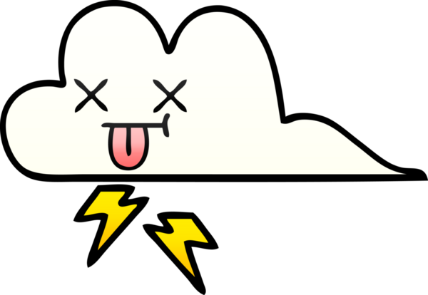 Bir insan tarafından çizilmiş gök gürültüsü bulutunun gölgelenmiş karikatürü