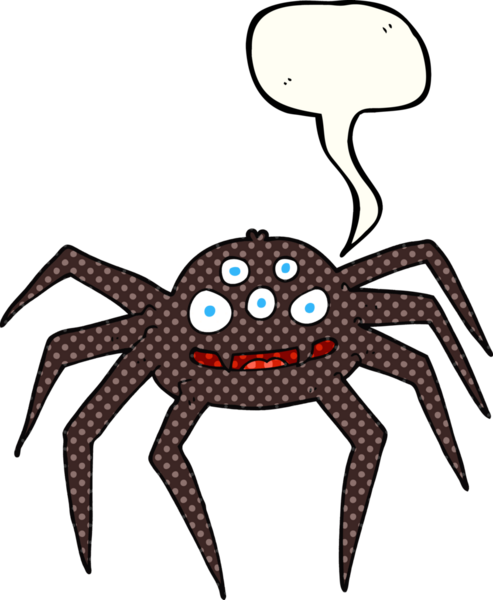 Bir insan tarafından çizilmiş serbest çizilmiş çizgi roman konuşma balonu çizgi film örümceği.