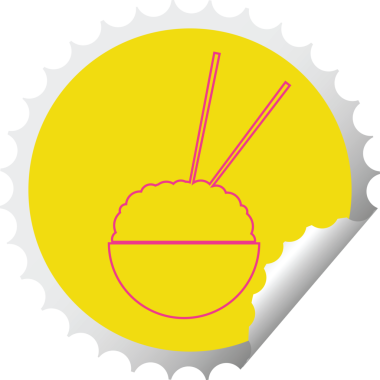 Pirinç kase dairesel kabuk soyma etiketi bir insan tarafından çizilmiş.