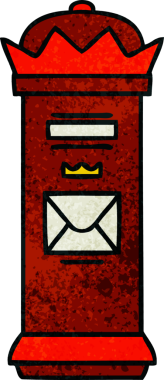 Bir insan tarafından çizilmiş bir posta kutusunun retro grunge desen karikatürü