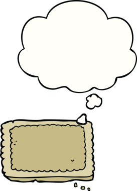 Bir insan tarafından çizilmiş düşünce balonlu bisküvi.