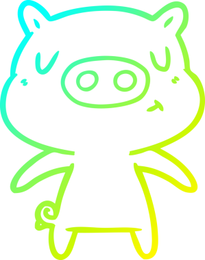 Bir insan tarafından çizilen çizgi film içerikli bir domuzun soğuk çizgi çizimi