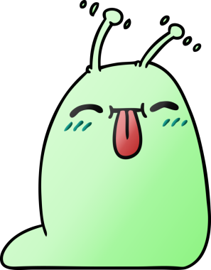 Bir insan tarafından çizilmiş mutlu bir kawaii sümüklüböceğinin gradyan çizimi.