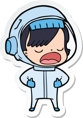 Bir insan tarafından çizilmiş astronot bir kadının çıkartması.