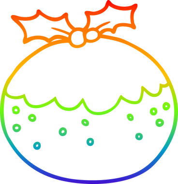 gökkuşağı gradyanı çizimi bir insan tarafından çizilmiş bir çizgi noel pudingi.