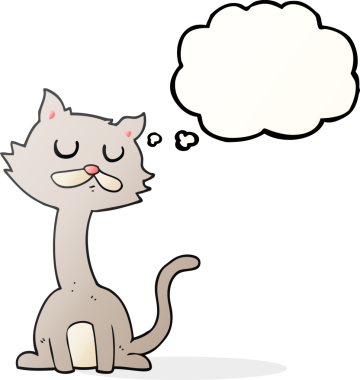 Bir insan tarafından çizilmiş serbest çizim baloncuk çizgi film kedisi.