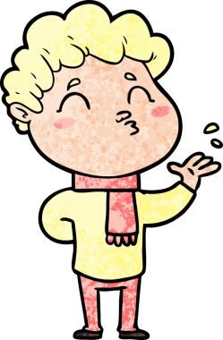 Çizgi film adamı somurtuyor Bir insan tarafından çizilmiş