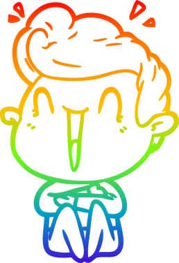 Gökkuşağı gradyanı çizimi bir insan tarafından çizilmiş heyecanlı bir çizgi film