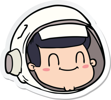 Bir insan tarafından çizilmiş bir astronot suratının çıkartması.