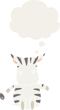 insan tarafından çizilmiş, düşünce baloncuklu bir zebra.