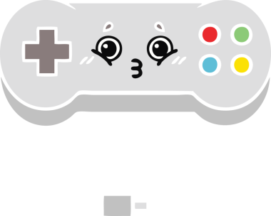 Bir insan tarafından çizilmiş bir oyun denetleyicisinin düz renk retro karikatürü