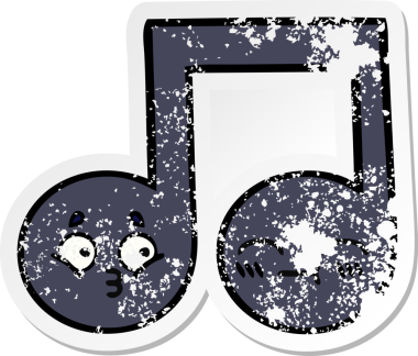 Bir insan tarafından çizilmiş şirin bir karikatür müzik notasının sıkıntılı çıkartması.