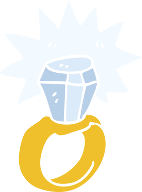 Bir insan tarafından çizilmiş elmas yüzüğün düz renk çizimi