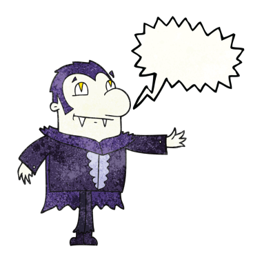 Serbest konuşma balonu bir insan tarafından çizilmiş karikatür vampiri.