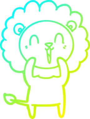 Bir insan tarafından çizilmiş gülen aslan karikatürü.