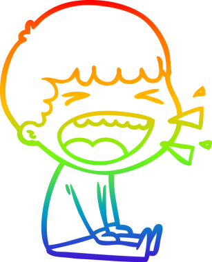 Gökkuşağının gradyan çizimi bir insan tarafından çizilmiş gülen bir adamın çizimi.