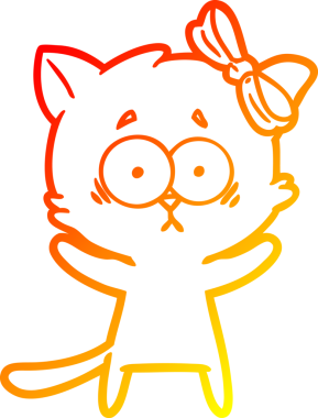 Bir insan tarafından çizilmiş çizgi film kedisinin sıcak çizgi çizimi