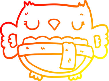 Bir insan tarafından çizilmiş bir baykuşun sıcak çizgi çizimi